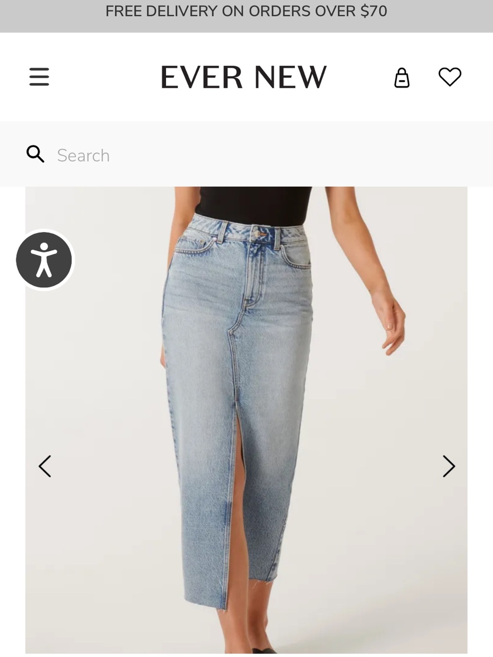 EVER NEW Light Blue Straight Leg Jeans with Front Slit